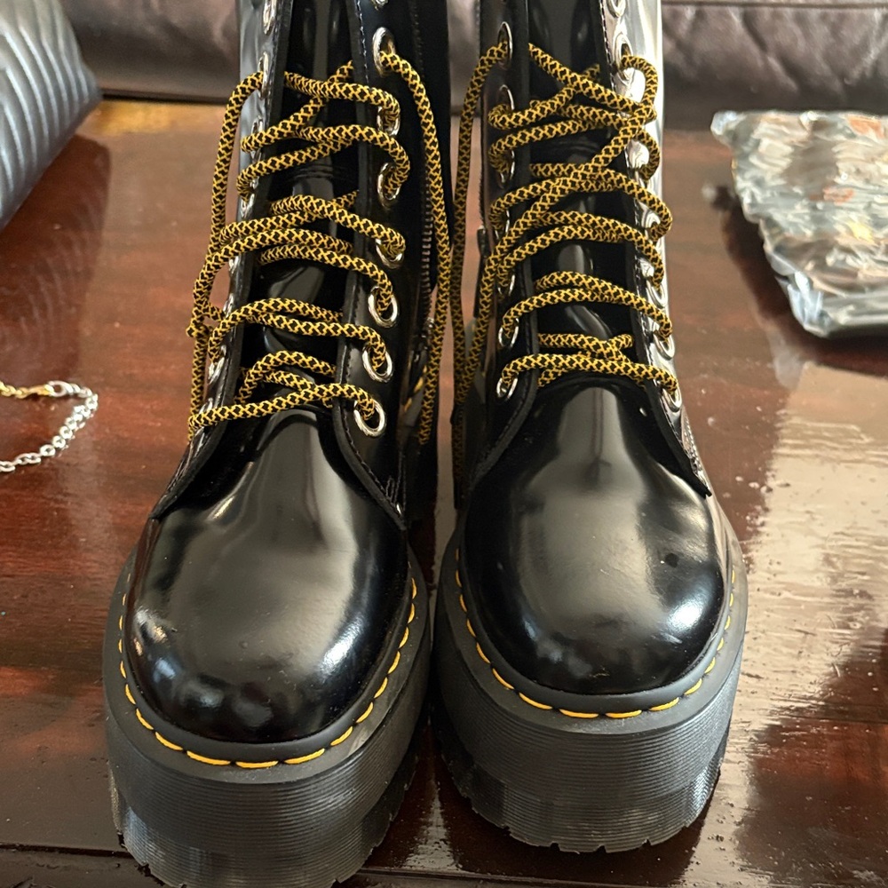 Dr. Martens Black Patent Leather Combat Boots